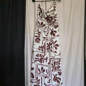 Elegant White and Brown Floral Dress